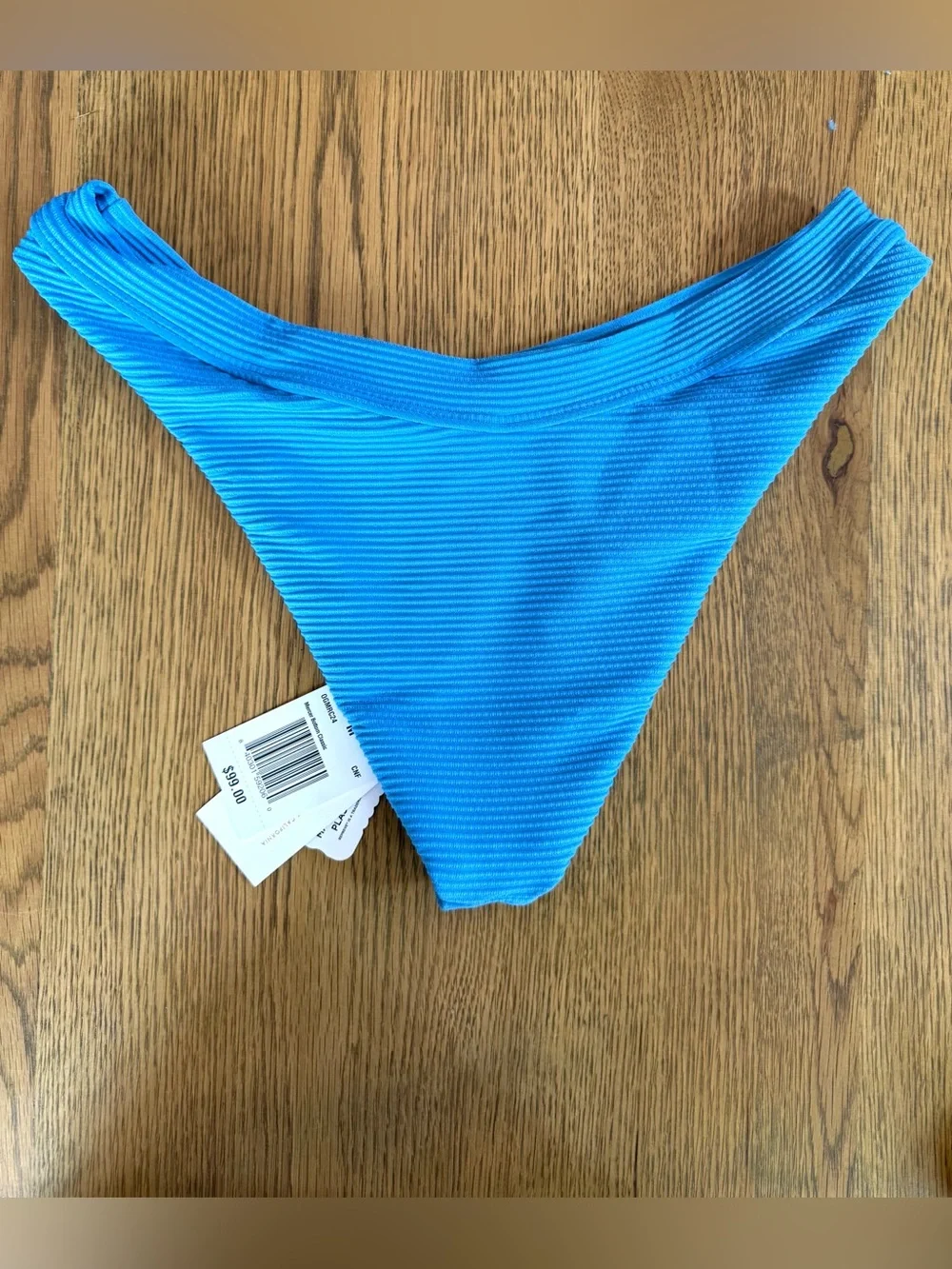 L*Space Mercer Classic Bikini Bottom Light Blue Textured High Cut NWT